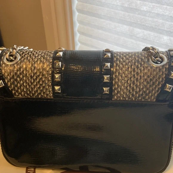 Michael Kors Black Patent Studded Chain Shoulder or Crossbody - Picture 10 of 11